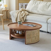 The Gileteen Handmade Solid Mango Wood Rattan Coffee Table B16